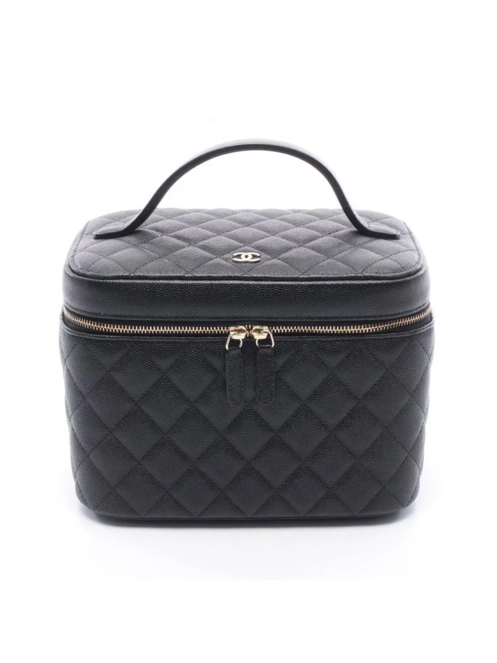 Chanel Handbag Quilted Black Caviar Leather Vanity